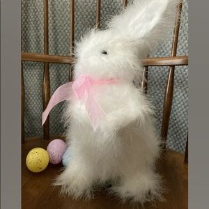 Easter Feather White Bunny Pier 1 One Rabbit White Standing Pink bow Decoration